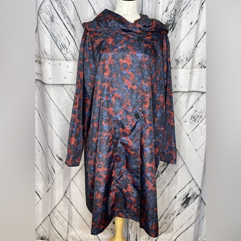 Woman Within Lightweight Floral Raincoat w/Hood 3X